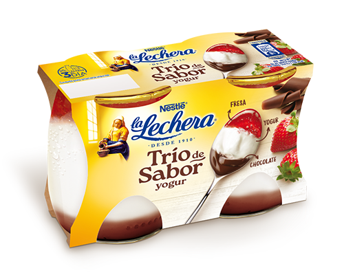 Yogur TRIO de Sabor Fresa-Chocolate, Yogures de vidrio, La Lechera